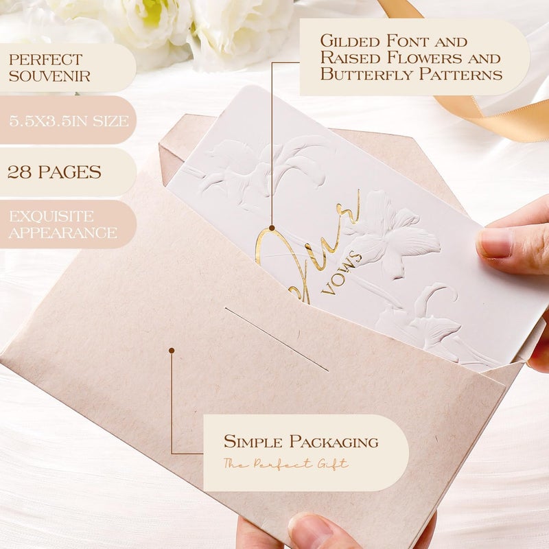 molekaus Vow Books,for Wedding Vow Books Wedding Gift for Bride and Groom Vows Book his and Hers with 28 Pages-5.5 * 3.5 in Wedding Notebook with Gilded Font Set of 2(Genderless) - Image 2